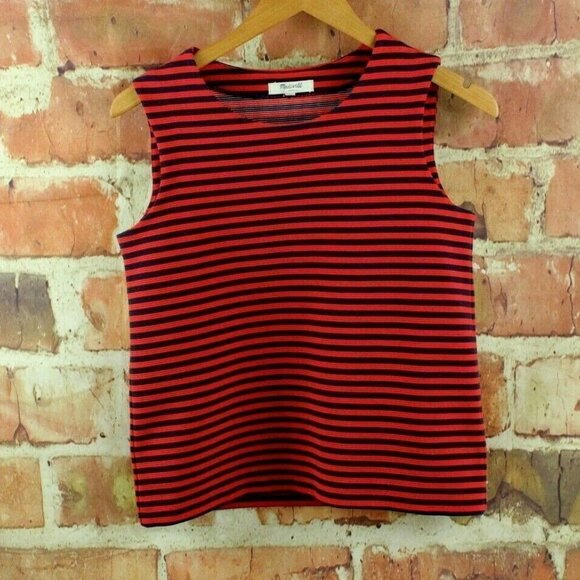 MADEWELL Top Ridge Stripe Tank Red Navy 92450 NEW! - Picture 6 of 8